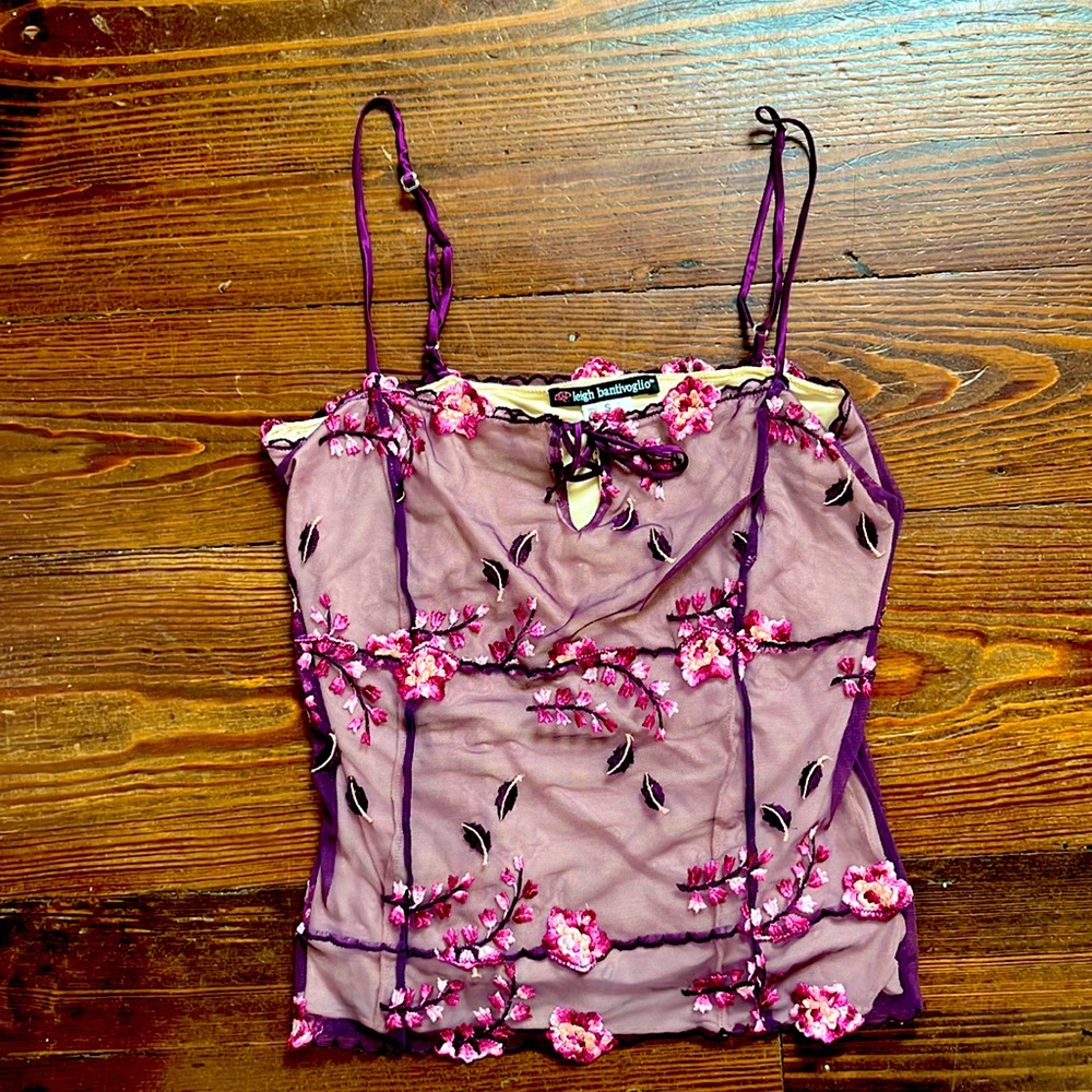 Flower blossom corset top, size small, model off duty aesthetic